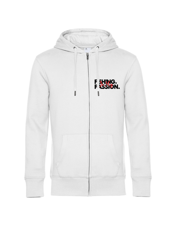 Zip-Hoodie Herren "Fishing is my Passion" Motiv Schwarz/Rot