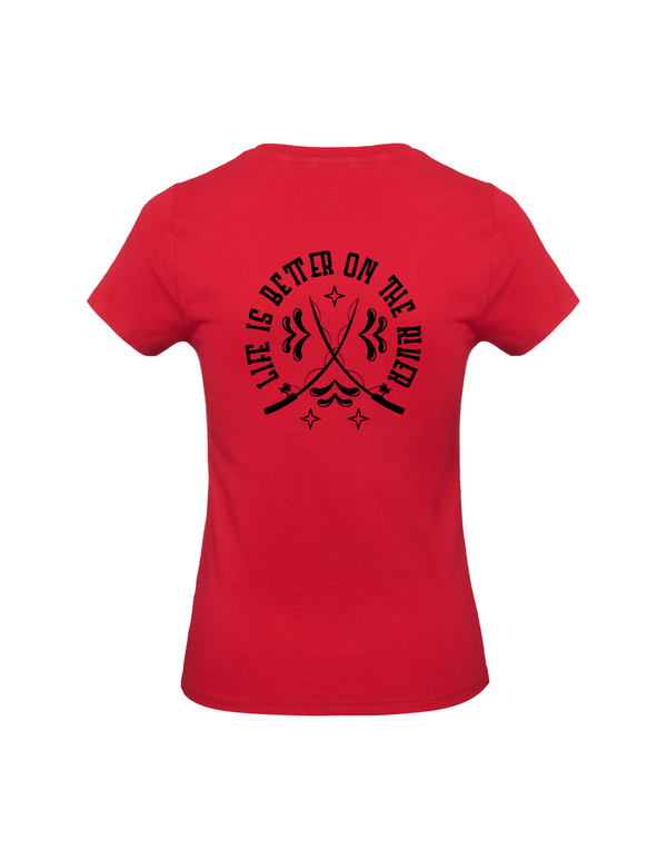 T-shirt femme motif "La pêche est ma passion" noir/rouge