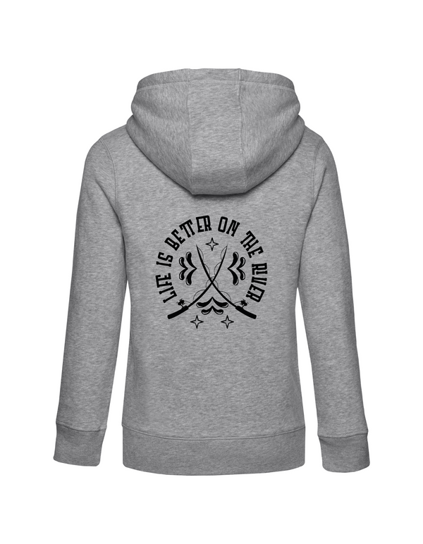 Sweat zippé à capuche femme motif "Fishing is my Passion" noir/rouge