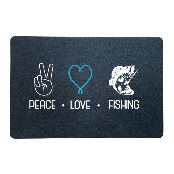 Fußmatte "Peace.Love.Fishing" blau