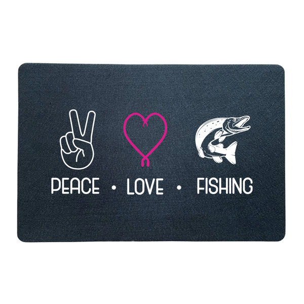 Fußmatte "Peace.Love.Fishing" pink