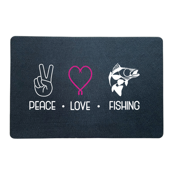 Fußmatte "Peace.Love.Fishing" pink