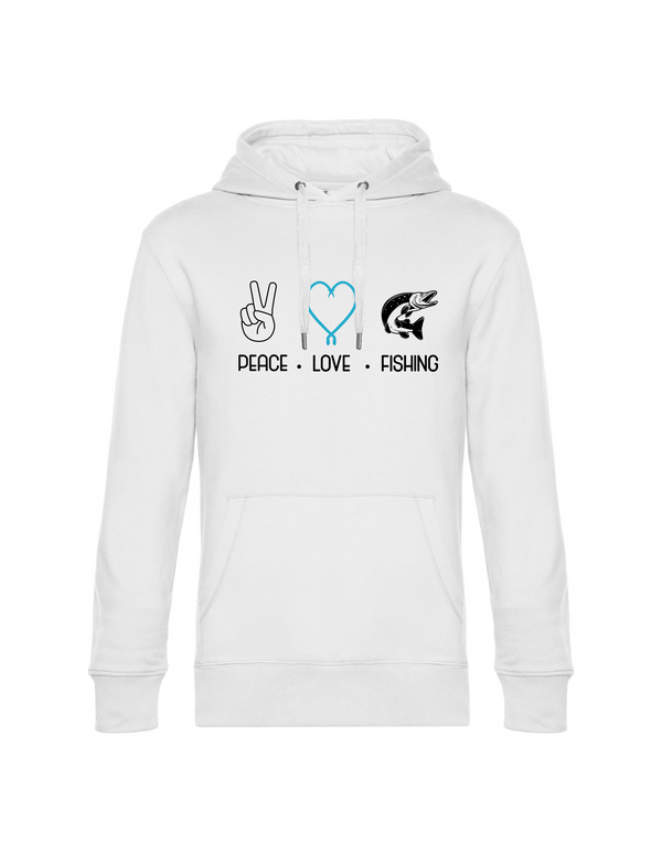 Hoodie Herren "Peace.Love.Fishing" - Hecht