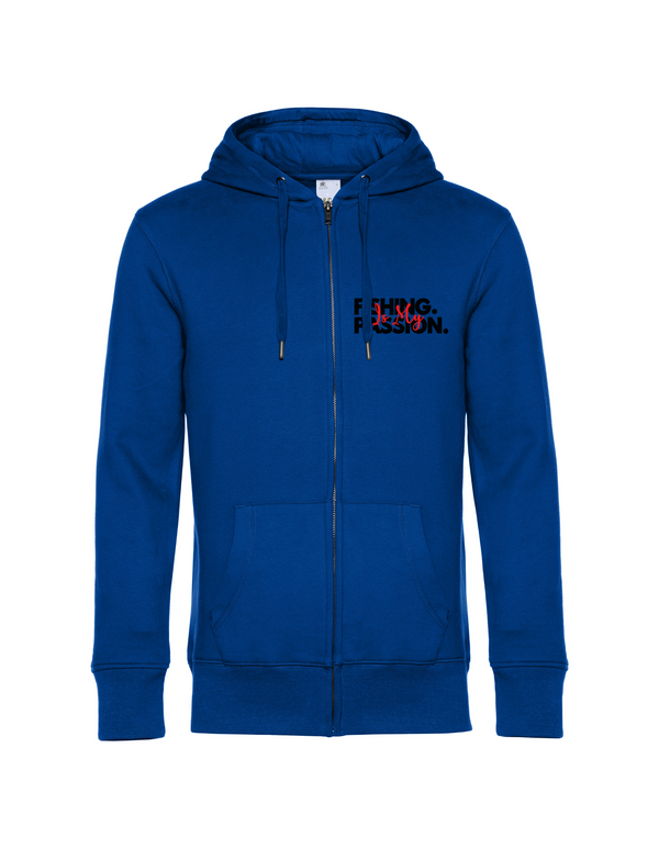 Zip-Hoodie Herren "Fishing is my Passion" Motiv Schwarz/Rot