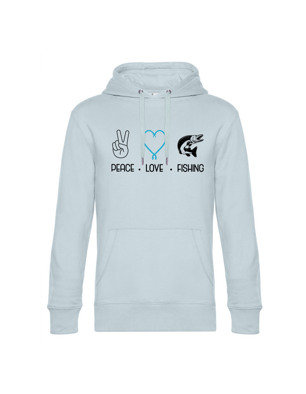 Hoodie Herren "Peace.Love.Fishing" - Hecht