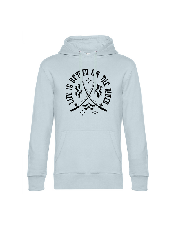 Sweat à capuche homme "Fishing is my Passion" motif noir/rouge