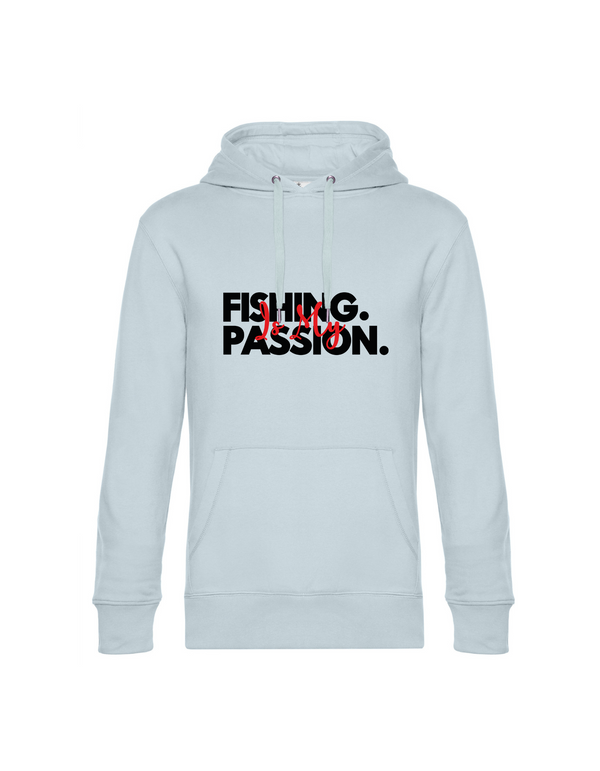 Hoodie Herren "Fishing is my Passion" Motiv Schwarz/Rot