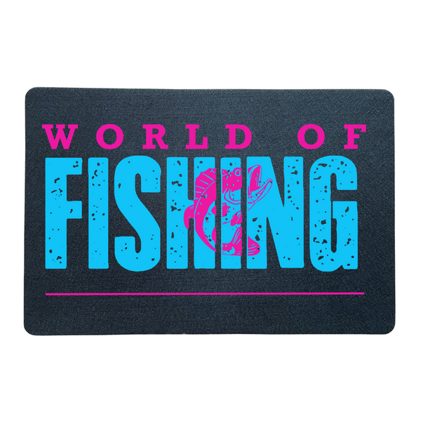 Fußmatte "World of fishing" blau