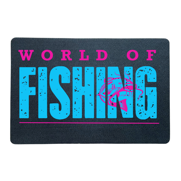 Fußmatte "World of fishing" blau