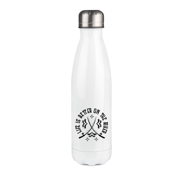 Bouteille thermos blanche "Life is better on the river"