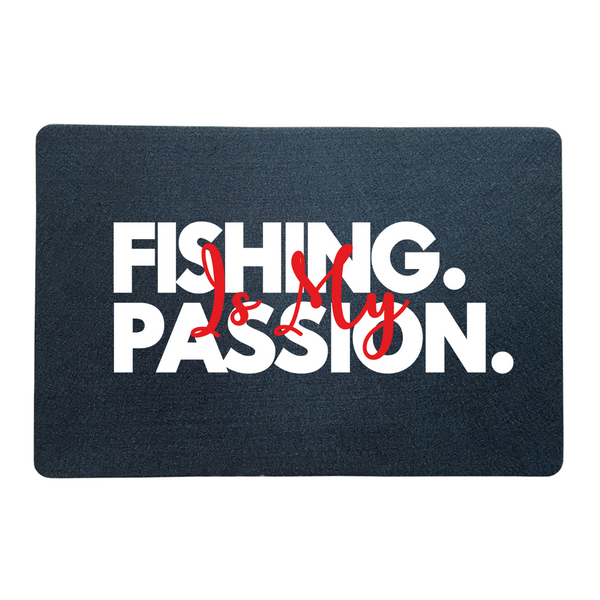 Doormat "Fishing is my passion" white