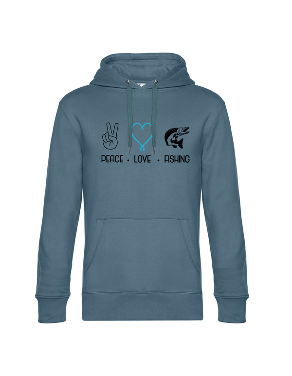 Hoodie men "Peace.Love.Fishing" - pike