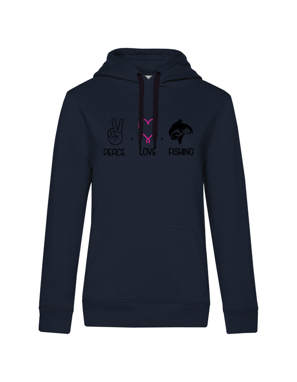 Hoodie Damen "Peace.Love.Fishing" - Karpfen