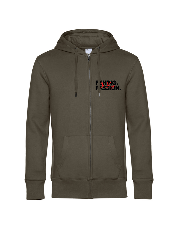 Zip-Hoodie Herren "Fishing is my Passion" Motiv Schwarz/Rot