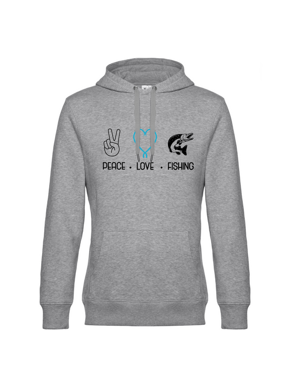 Hoodie men "Peace.Love.Fishing" - pike