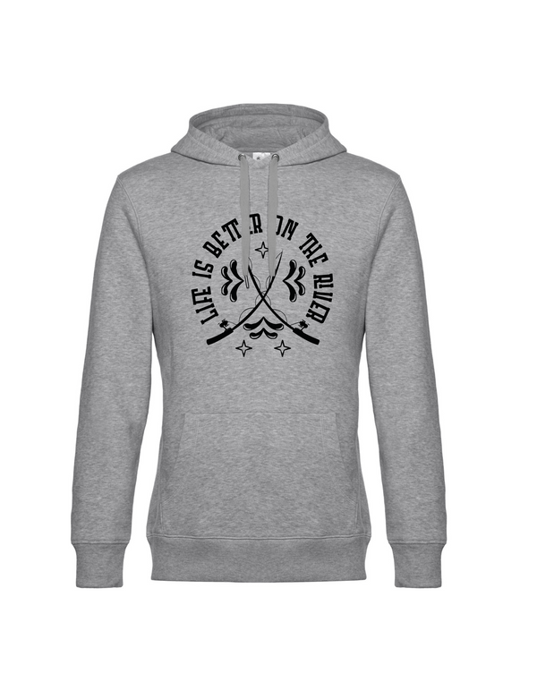 Sweat à capuche homme "Fishing is my Passion" motif noir/rouge