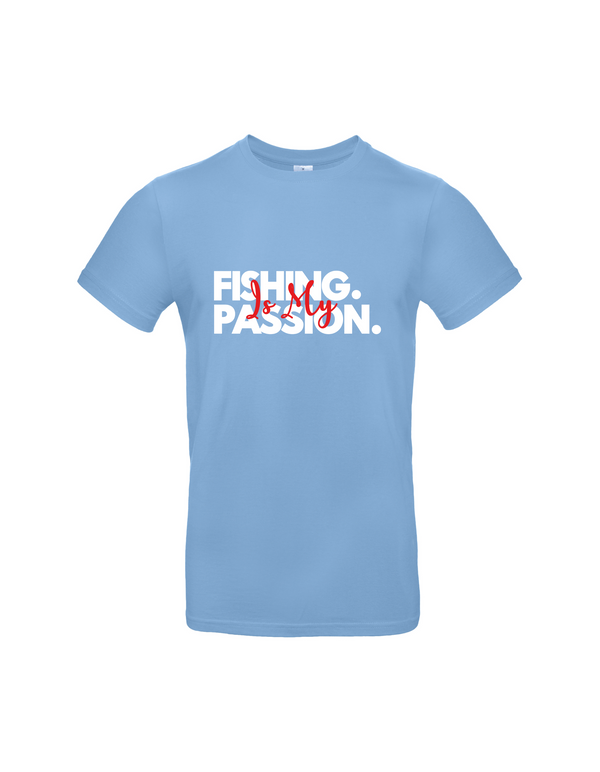 T-Shirt Herren "Fishing is my Passion" Motiv Weiß/Rot