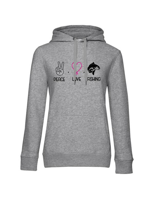 Hoodie Damen "Peace.Love.Fishing" - Karpfen