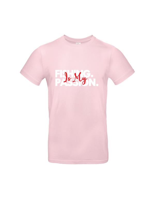 T-Shirt Herren "Fishing is my Passion" Motiv Weiß/Rot