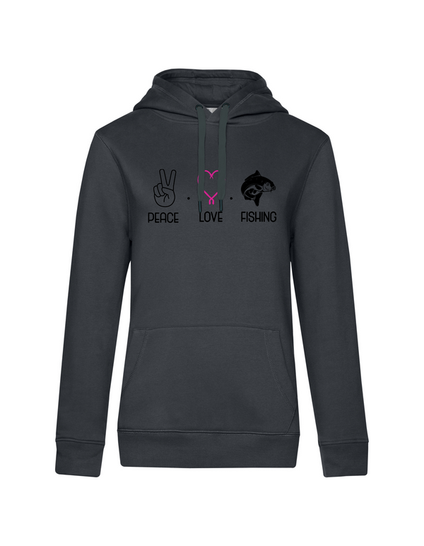 Hoodie Damen "Peace.Love.Fishing" - Karpfen