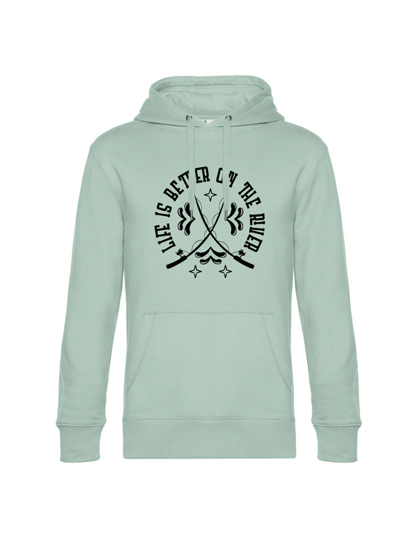 Sweat à capuche homme "Fishing is my Passion" motif noir/rouge