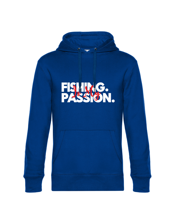 Hoodie Herren "Fishing is my Passion" Motiv Weiß/Rot