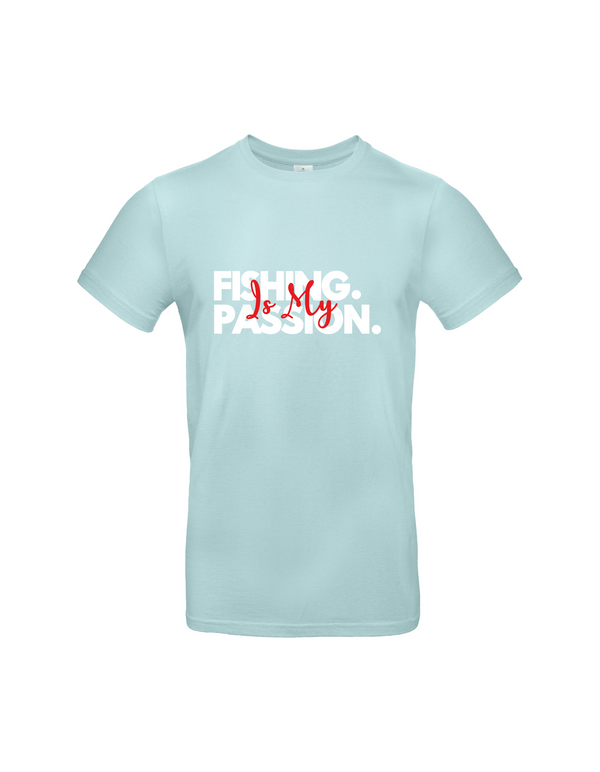 T-Shirt Herren "Fishing is my Passion" Motiv Weiß/Rot