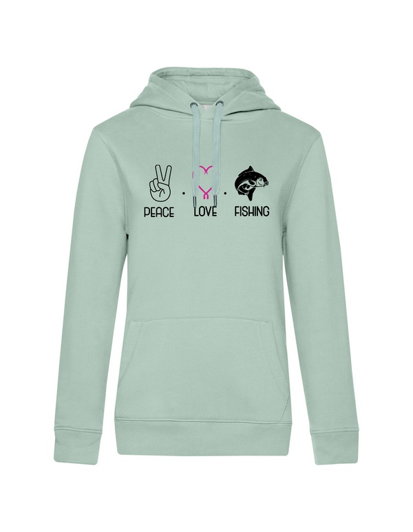 Hoodie Damen "Peace.Love.Fishing" - Karpfen