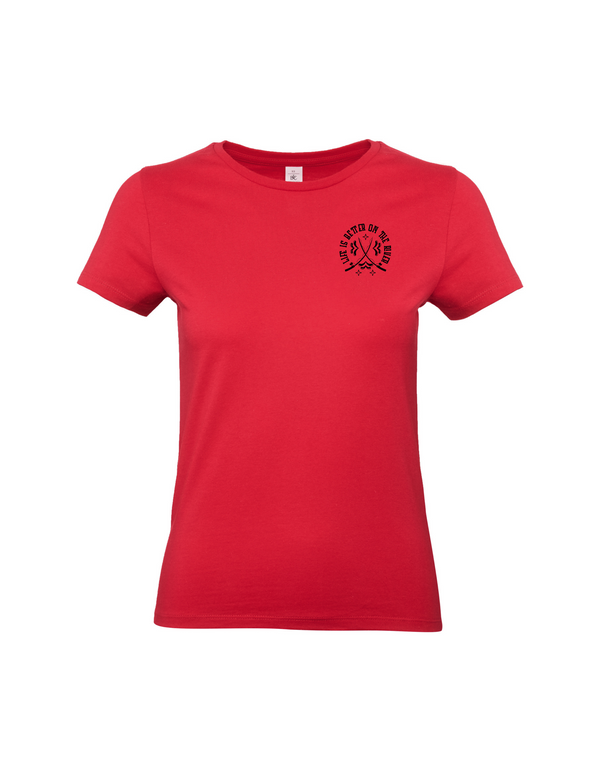 T-shirt femme motif "La pêche est ma passion" noir/rouge