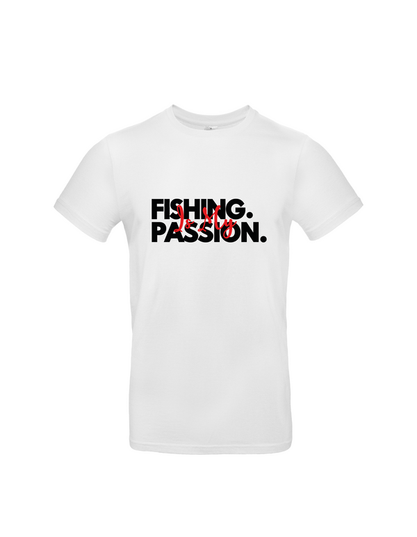 T-Shirt Herren "Fishing is my Passion" Motiv Schwarz/Rot