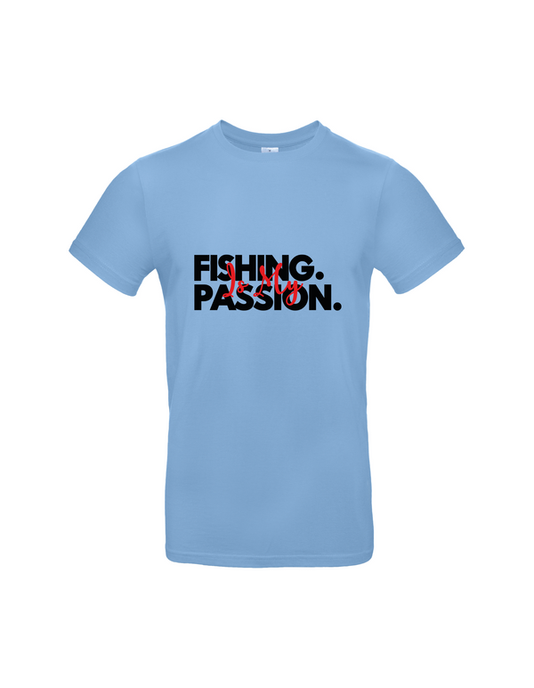 T-Shirt Herren "Fishing is my Passion" Motiv Schwarz/Rot