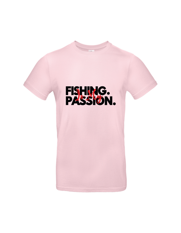 T-Shirt Herren "Fishing is my Passion" Motiv Schwarz/Rot