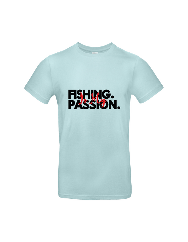 T-Shirt Herren "Fishing is my Passion" Motiv Schwarz/Rot